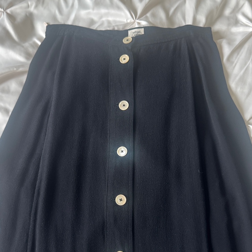 Aritzia Black Button-Front Midi Skirt